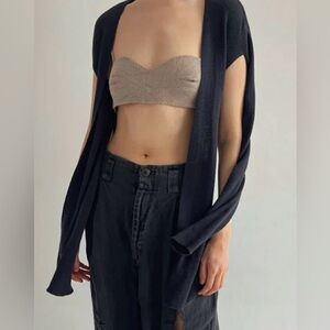 Sarah Pacini Navy Deconstructed Avant Garde Cardigan